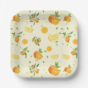 TROPICAL Citrus SUMMER FRUIT Orange lemon Slice  Paper Plates