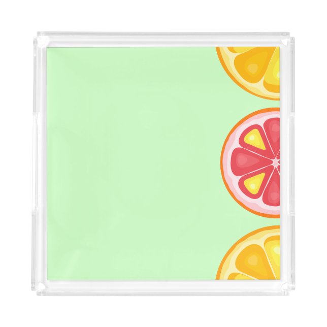 TROPICAL Citrus SUMMER FRUIT Orange lemons Slice Acrylic Tray (Front)