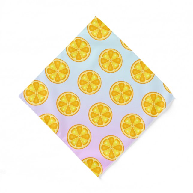 TROPICAL Citrus SUMMER FRUIT Orange lemons Slice Bandana (Front)
