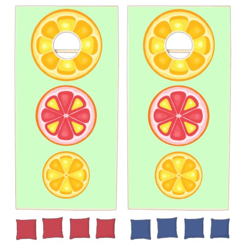 TROPICAL Citrus SUMMER FRUIT Orange lemons Slice Cornhole Set