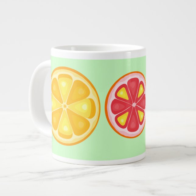 TROPICAL Citrus SUMMER FRUIT Orange lemons Slice Giant Coffee Mug (Front Left)
