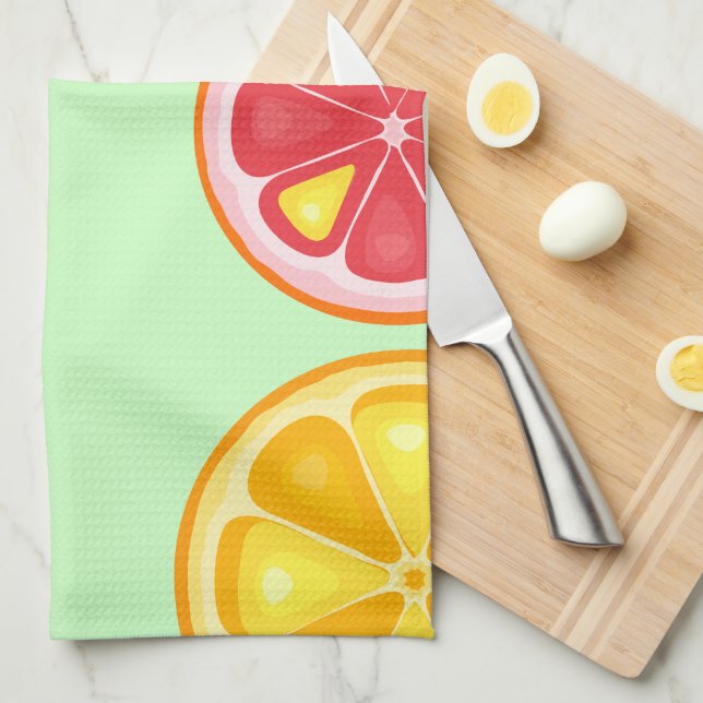 TROPICAL Citrus SUMMER FRUIT Orange lemons Slice Kitchen Towel (Quarter Fold)