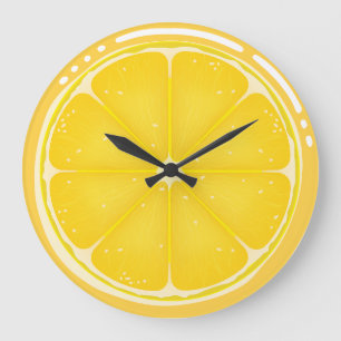 TROPICAL Citrus SUMMER FRUIT Orange lemons Slice Large Clock