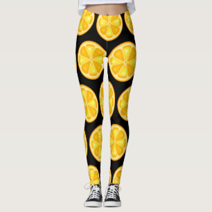 TROPICAL Citrus SUMMER FRUIT Orange lemons Slice Leggings