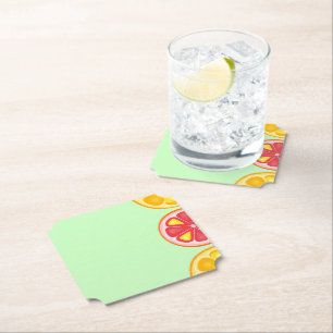 TROPICAL Citrus SUMMER FRUIT Orange lemons Slice Paper Coaster