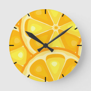 TROPICAL Citrus SUMMER FRUIT Orange lemons Slice Round Clock
