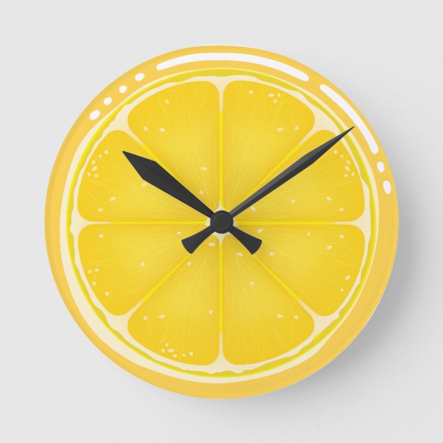 TROPICAL Citrus SUMMER FRUIT Orange lemons Slice  Round Clock (Front)