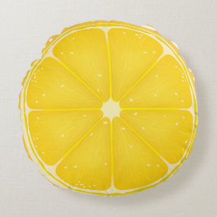 TROPICAL Citrus SUMMER FRUIT Orange lemons Slice Round Pillow