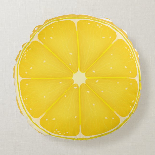 TROPICAL Citrus SUMMER FRUIT Orange lemons Slice  Round Pillow (Front)