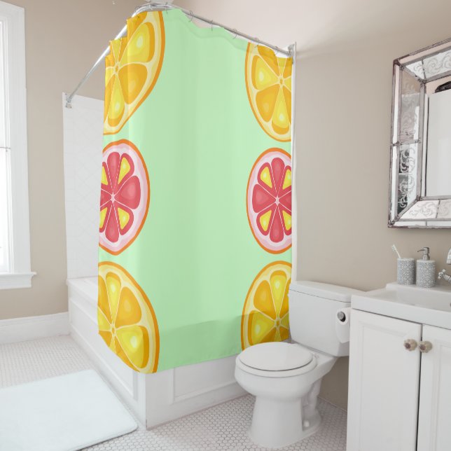 TROPICAL Citrus SUMMER FRUIT Orange lemons Slice Shower Curtain (In Situ)