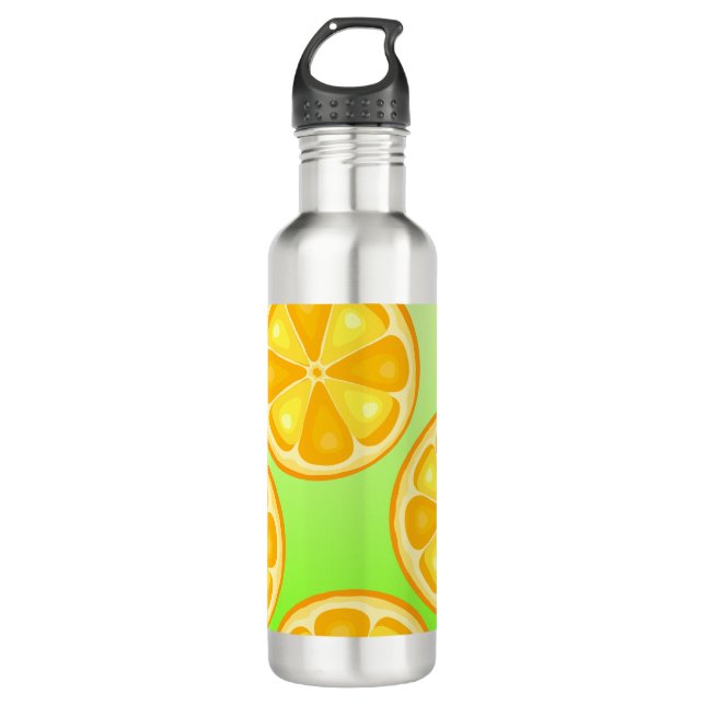 TROPICAL Citrus SUMMER FRUIT Orange lemons Slice Stainless Steel Water Bottle (Front)