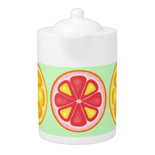 TROPICAL Citrus SUMMER FRUIT Orange lemons Slice Teapot