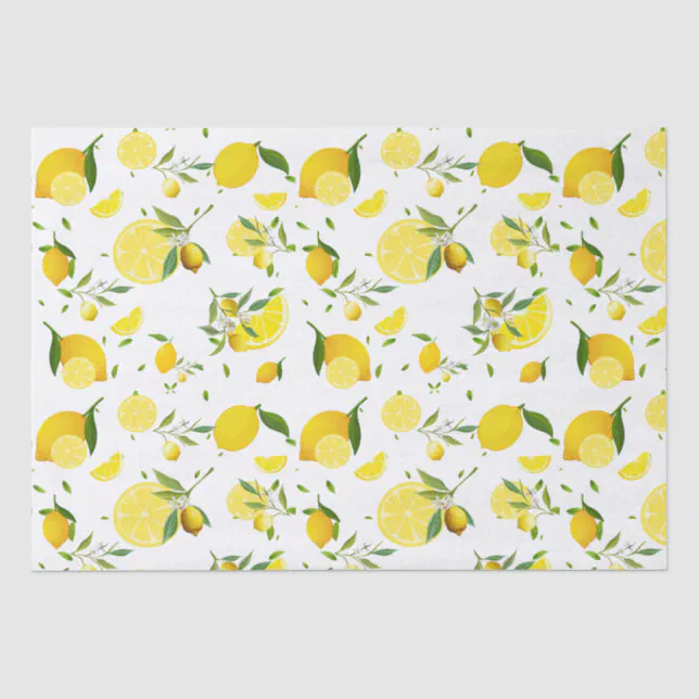 TROPICAL Citrus SUMMER FRUIT Orange lemons Slice Tissue Paper | Zazzle