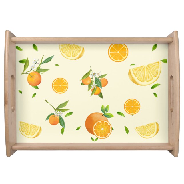 Tropical Citrus SUMMER Orange lemon Slice Serving Tray (Front)