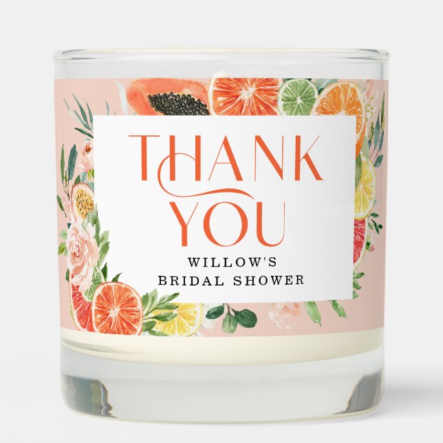 Tropical Citrus Thank You Candle Shower Favor (Front)