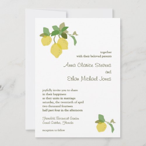Tropical Citrus Wedding Invitation