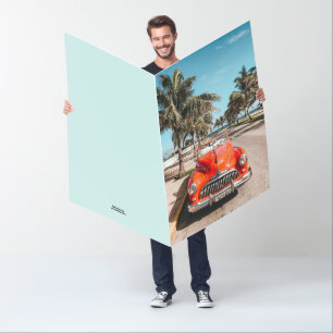 TROPICAL CLASSIC CAR BIRTHDAY BIG BIGGEST GREETING CARD