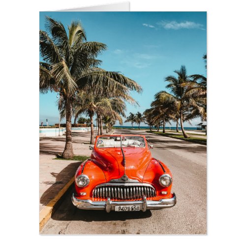 TROPICAL CLASSIC CAR BIRTHDAY BIG BIGGEST GREETING CARD