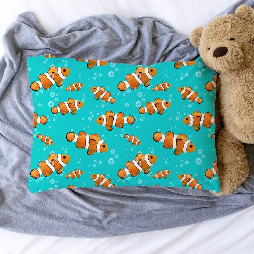 Tropical Clownfish  Bubbles Pattern Pillow Case