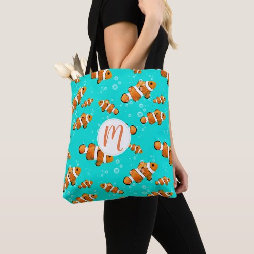 Tropical Clownfish  Bubbles Pattern Tote Bag