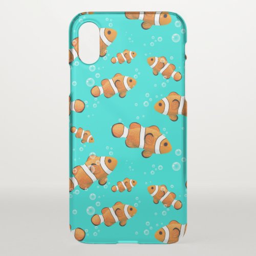 Tropical Clownfish  Bubbles Pattern iPhone X Case