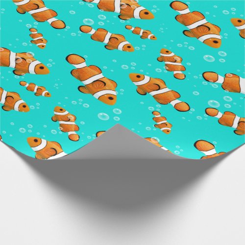 Tropical Clownfish  Bubbles Pattern Wrapping Paper