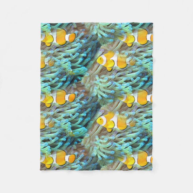 Tropical Clownfish Fish Beach Ocean Fleece Blanket (Front)