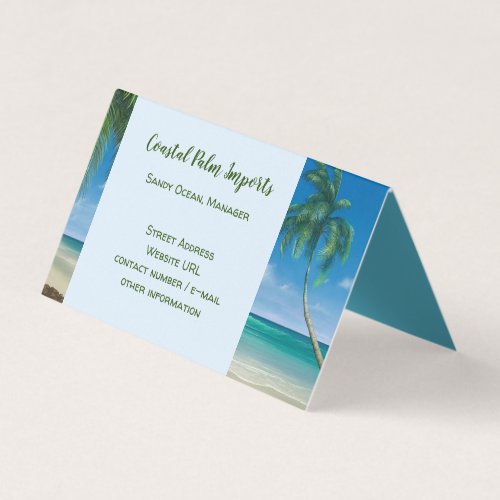 Tropical Coast Paradise Folded Standing  Business Card
