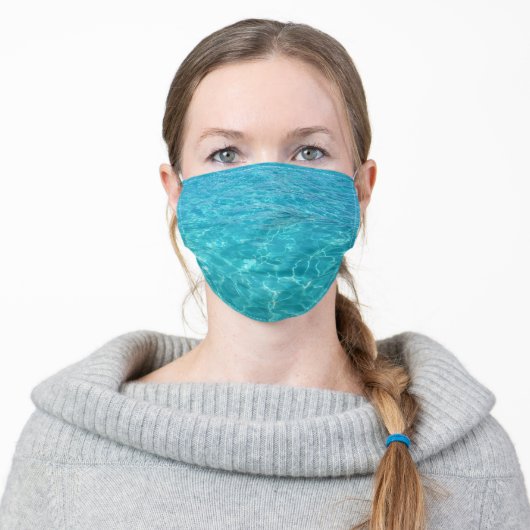 Tropical Coastal Aqua Blue Turquoise Water Adult Cloth Face Mask (Worn)