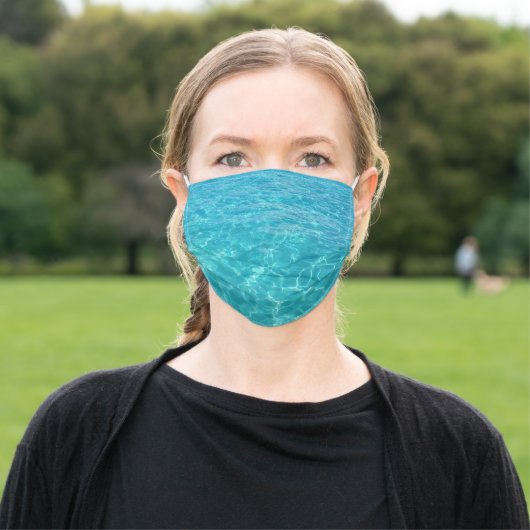 Tropical Coastal Aqua Blue Turquoise Water Adult Cloth Face Mask (Outside)
