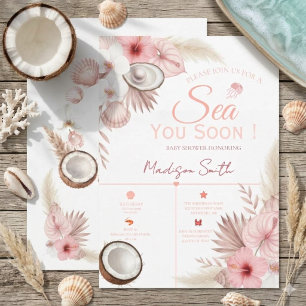 Tropical Coastal Baby Shower Sea You Soon Invitation
