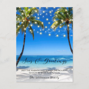 Tropical Coastal Beach Christmas Holiday Card
