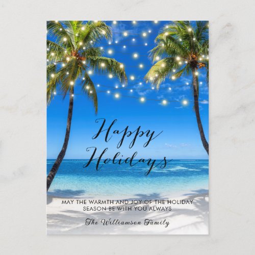 Tropical Coastal Beach Christmas Holiday Card 