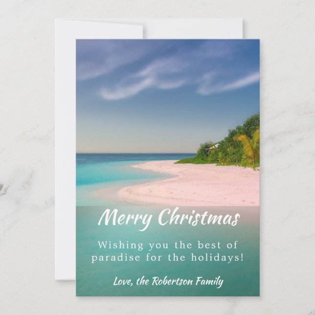 Tropical Coastal Beach Christmas Holiday Card (Front)
