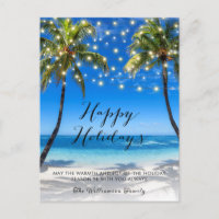 Tropical Coastal Beach Christmas Holiday Card