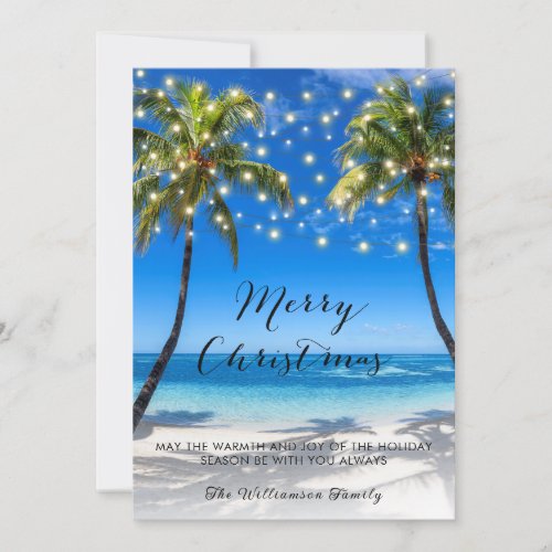 Tropical Coastal Beach Christmas Holiday Card 