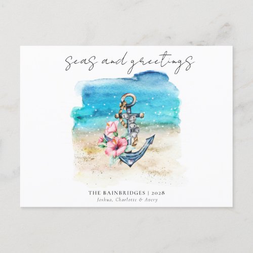 Tropical Coastal Beach Christmas Holiday Card 