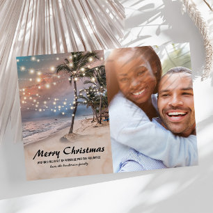 Tropical Coastal Beach Christmas Photo Holiday Card
