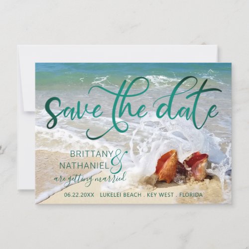 Tropical Coastal Beach Destination Wedding Shells Save The Date