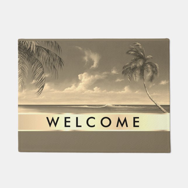 Tropical Coastal Beach House Welcome   Doormat (Front)