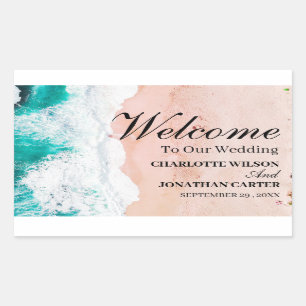 Tropical Coastal Beach wedding Welcome Bag Rectangular Sticker