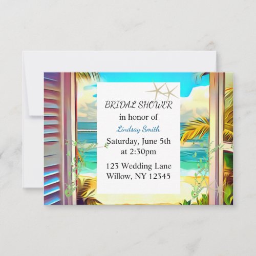 Tropical Coastal Bridal Shower Invitation