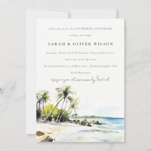 Tropical Coastal Destination Wedding Anniversary Invitation