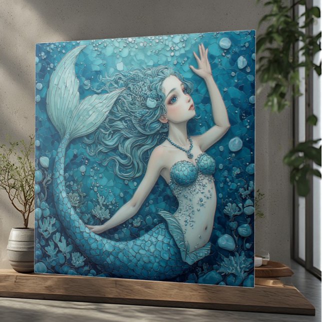 Tropical Coastal Fantasy Mermaid Luxury Decorative Ceramic Tile (Tropical Coastal Fantasy Mermaid Luxury Decorative Ceramic Tile)