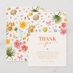 Tropical Coastal Hand Drawn Shells Bridal Shower Thank You Card