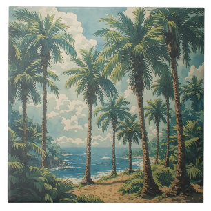 Tropical Coastal Oasis Ceramic Tile