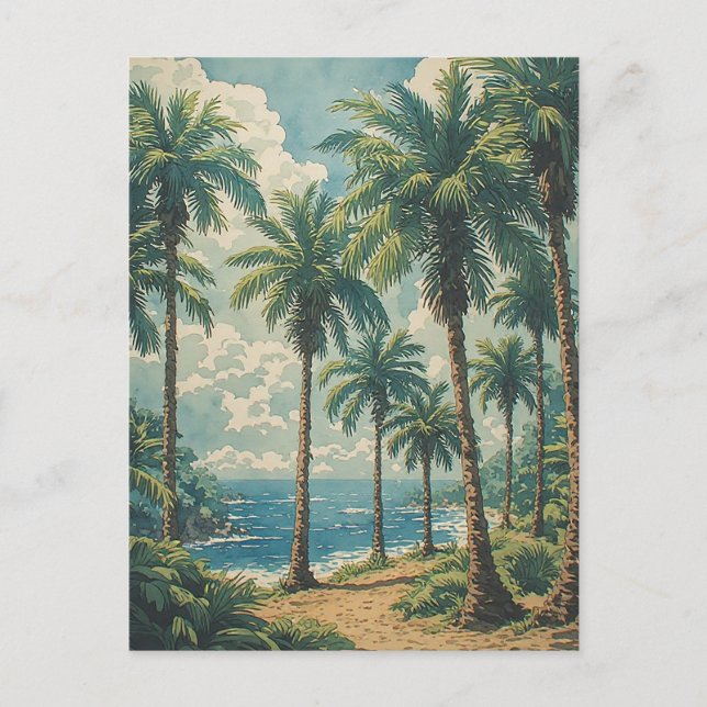 Tropical Coastal Oasis Postcard (Front)
