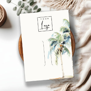 Tropical Coastal Palm Tree Hairpin Display Logo Business Card