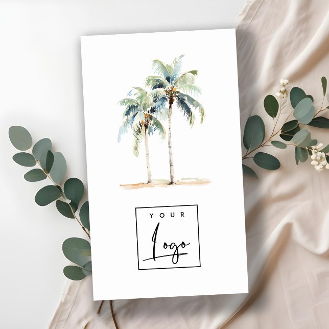 Tropical Coastal Palm Trees Watercolor Logo Business Card (Creator Uploaded)