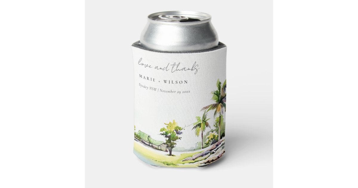 Tropical Floral Can Coolers, Hawaiian Bachelorette Party, Birthday